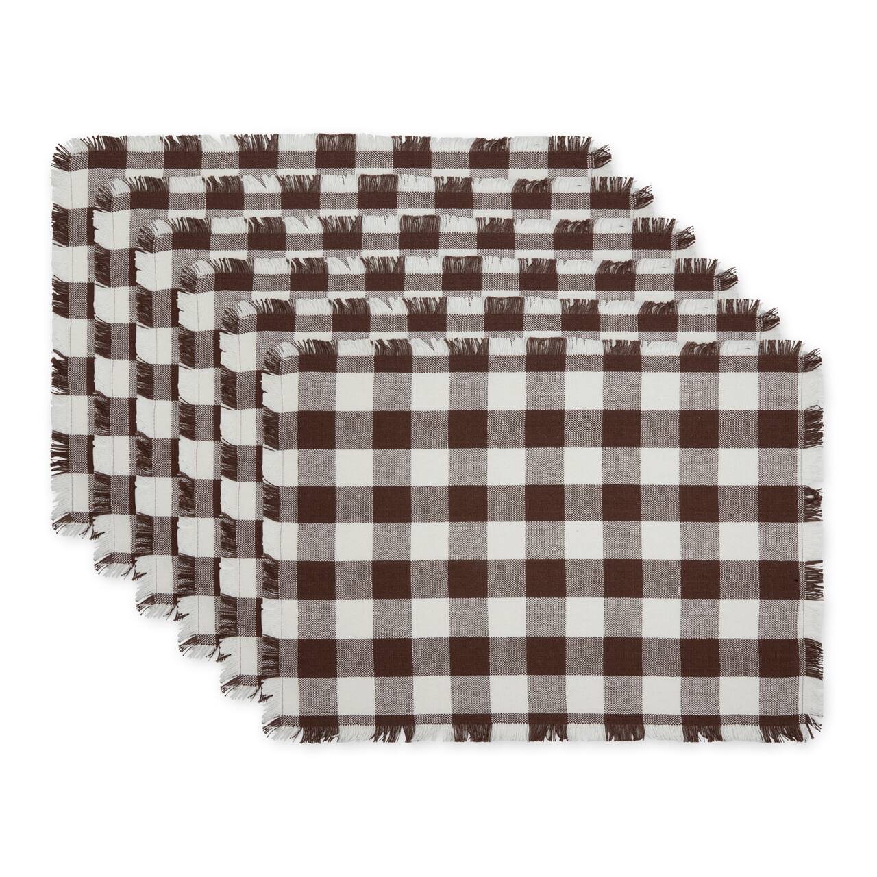 DII® Heavyweight Check Fringed Cotton Placemats, 6ct.